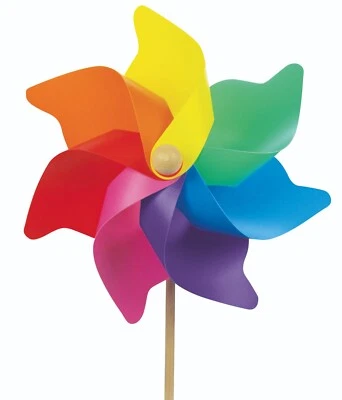 Girandola a Vento Mulino cm 46 Plastica e Legno Giardino scaccia Uccelli