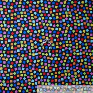 BonEful FABRIC FQ Cotton Quilt Black Rainbow Birthday Tiny Block Square Confetti - Picture 1 of 11
