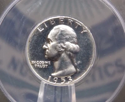 1953 Proof Washington SILVER Quarter 25c ANACS PF66 #237 Proof ECC&C, Inc. - Image 1 of 4