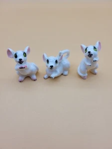 Vintage Set di 3 statuine di topo in miniatura ceramica Kelvin’s 1,5" occhi verdi - Foto 1 di 16