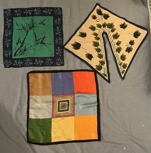 Vintage lot Scarfs 1 Vera Silk 1 Polyester 1 Imperial Les Mans Silk All AS IS - Picture 1 of 10