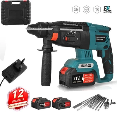 Cordless Hammer Drill SDS Rotary Electric Impact Hammer Heavy Duty + 2 Batteries - Image 1 of 4
