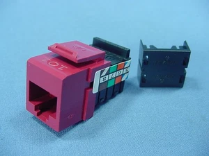 Leviton Dark Red Quickport 8-Wire Voice Snap-In Jack RJ45 Telephone 41108-RR8 - Picture 1 of 4