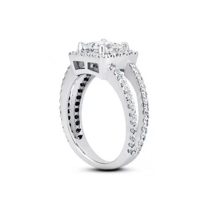 1.86ct D-VS1 Princess Natural Certified Diamonds 950 Plat. Halo Engagement Ring - Picture 1 of 3