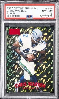 1997 SKYBOX PREMIUM RUBIES #47SR CHRIS WARREN #/50 PSA 8 - Image 1 of 2
