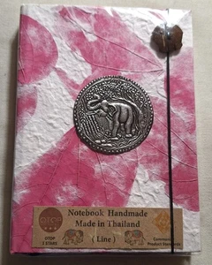 Notizbuch Handarbeit Made in Thailand, Linie, 5,25" x 7,25" NEU Farbe: PINK/WEISS - Bild 1 von 2