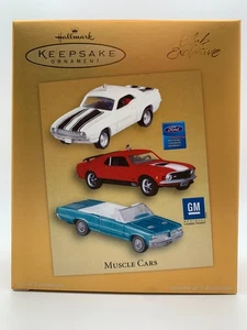 Hallmark 2005 recuerdo ~ adornos exclusivos de Muscle Cars Club ~ Mustang GTO Camaro - Imagen 1 de 2