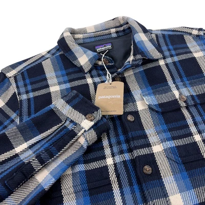 Patagonia Fjord Loft Manta Camisa Chaqueta Para Hombres Talla M Algodón Orgánico Azul Cuadros Foto 1 de 4