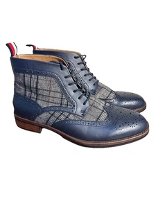 Tommy Hilfiger Herren dunkelblau kariert Budapester Chukka Stiefel Größe 11 neu ohne Etikett - Bild 1 von 8