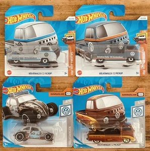 Hot Wheels Volkswagen T2 Pickup 3x + Custom VW Beetle / Konvolut 2019-2024 - OVP - Bild 1 von 6