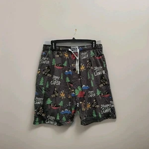 Lazyone Mens Brown Happy Camper Pattern Sleepwear Shorts Large w/ Pockets 110343 - Picture 1 of 3
