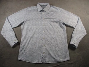 Eton Shirt Mens 17 43 Slim White Blue Floral Print Dress Long Sleeve Button Up - Picture 1 of 12