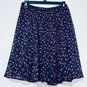 Old Navy XS Floral Navy blue red A Line Pull On chiffon flirty preppy mini skirt - Picture 1 of 15