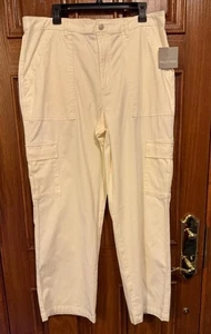Gr. 1X elfenbeinfarbene Twill-Cargohose mit elastischem Rücken, 6 Taschen neu mit Etikett - Bild 1 von 1