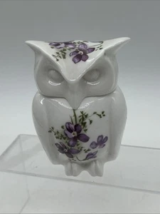 Hammersley Victorian Violets Owl Figurine Trinket Holder Bone China England - Picture 1 of 14