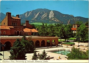Postcard University of Colorado CO Fountain & Mountains CU Boulder 1982 - Picture 1 of 3