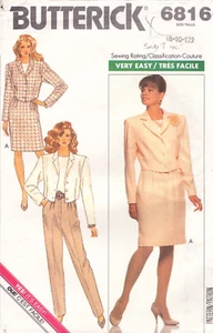 Butterick 6816 ~ Gr. 8-10-12 ~ Misses Jacke-Top-Rock & Hose ~ sehr lockere Passform - Bild 1 von 4