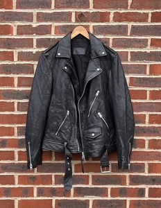 All Saints Mens VOLT Leather Biker Jacket Medium Bomber Moto AllSaints B193 - Picture 1 of 10