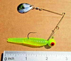 3ct CHARTREUSE BEETLE 1/4oz Silver SPINNERS Spins Crappie Fishing Lures Panfish - Picture 1 of 5