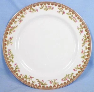 Piatto Haviland & Co Schleiger 969 rosa fiori verdi rotoli antico - Foto 1 di 4