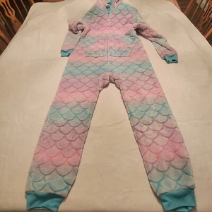 Cat And Jack Pajamas Size Large 10/12 Fleece Fuzzy Mermaid One Piece Girls - Picture 1 of 3