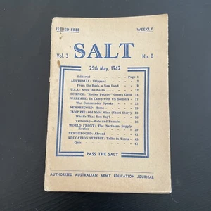 VINTAGE WW2 SALT Aust Army Magazine ANZAC Book 1942 Booklet Volume 3 No 8 - Foto 1 di 6