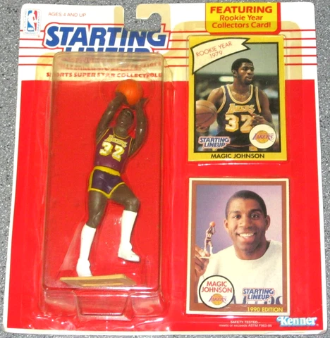 MAGIC JOHNSON~LOS ANGELES LAKERS~1990 SLU STARTING LINEUP NBA FIGURE&ROOKIE CARD Cover