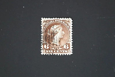 Canada #27v 6C Brown Large Queen  Used F/VF.  VARIETY W/Cert. - Image 1 of 3