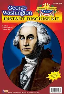 Kit de accesorios coloniales George Washington peluca colonial blanca y cuello volante - Imagen 1 de 1