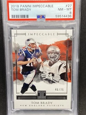 TOM BRADY 2018 PANINI IMPECCABLE SILVER  # 27  /75 PSA 8 - Image 1 of 2