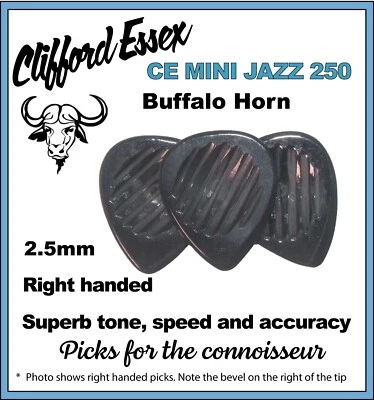 CE MINI JAZZ 250 PICK. CORNO DI BUFALO FATTO A MANO. CLIFFORD ESSEX QUALITY - Immagine 1 di 4
