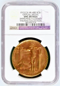 1915 HK-400 SO-CALLED DOLLAR OFFICIAL MEDAL BRIGHT BRONZE? NGC UNC DETAILS? - Picture 1 of 3