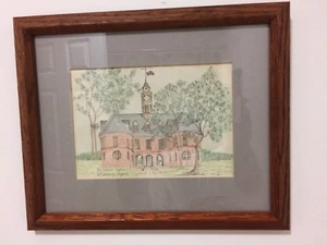 1984 Original Watercolor Capitol of Williamsburg VA Framed/Matted - Picture 1 of 3