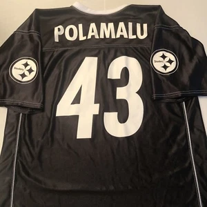 Polamalu 43 Jersey Mens XL Black and White Pittsburgh Steelers NFL Football Troy - Picture 1 of 11