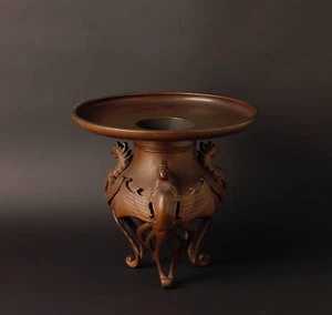 Phoenix design Bronze flower Vase. early 20th century ZF83 - Picture 1 of 19