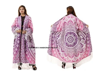 Women Cotton Loose Mandala Kimono Cardigan Tops Cover Up Shirts Blouse Beachwear - Picture 1 of 5