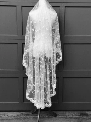 Brautschleier Boho Kurz Mit Kamm Spitze Hochzeit Schleier Weiß Ivory - Bild 1 von 3