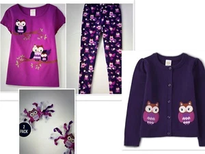NEW  GIRLS  OWL THREE PIECE OUTFIT WITH CARDIGAN  AND BARRETTES GYMBOREE  NWT 5T - Picture 1 of 4