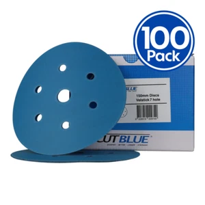 REVCUT Blue Sanding Paper Grit P1000 150mm Hook & Loop 7 Hole 100 Discs - Picture 1 of 1