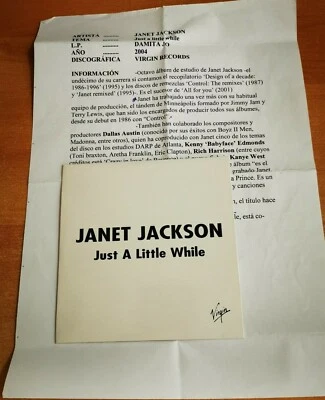 JANET JACKSON Just a little while SPANISH PROMO CD SINGLE + SPANISH PRESS INSERT - Image 1 of 2