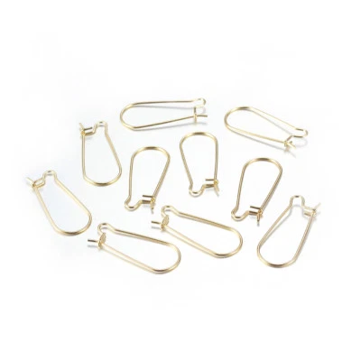 100pcs Gold Tone 304 Stainless Steel Kidney Earwire Hoop Earring Findings 25mm - Изображение 1 из 2