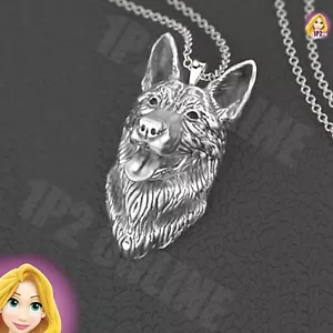 Silver German Shepherd Dog Necklace 925 Pendant Necklace Charm Gift Idea - Picture 1 of 4