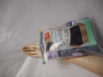 Hanes Ultimate Women's 3 Tagless Boxer Brief Gray/Purple Panty LARGE - Image 1 of 4