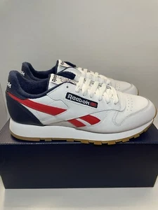 Reebok Men’s Classic Leather Sneaker EF7827     Sz 6. White/navy/red - Picture 1 of 6
