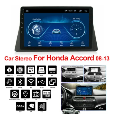 For Honda Accord 08-13 Car Stereo Radio GPS WIFI Android 10 10.1'' Touch Screen - Image 1 of 4