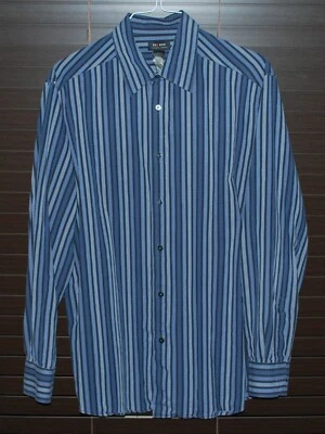 MEN'S AXCESS BLACK, BLUE, GRAY STRIPED LONG SLEEVE CLASSIC FIT BUTTON SHIRT XL - Image 1 of 2