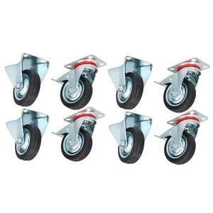 Paquete de 8 ruedas fijas + giratorias de 3" 75 mm con frenos ruedas carro muebles - Imagen 1 de 1