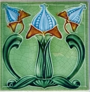 Gorgeous Antique Art Nouveau 6" x 6" Victorian Tile By TR Boote circa 1900s - Picture 1 of 2