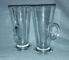 Tall Long flute style Glass with Handle Cappuccino frappé ice Tea ect bundle x2