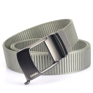 buckle head, casual waist belt automatic buckle belt Men's nylon with hollow - Picture 1 of 21